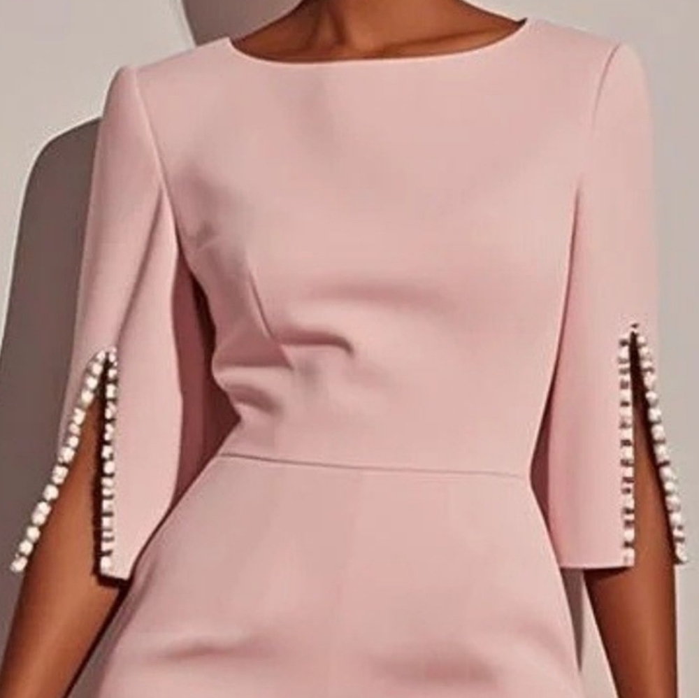 Wide-Leg Pink Jumpsuit with Slit-Sleeve Detail - Picture 3 of 6